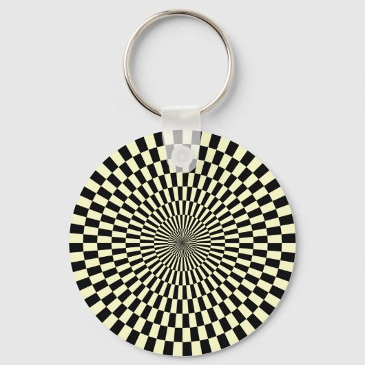 Op Art – クリームとブラック キーホルダー (正面)