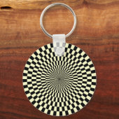 Op Art – クリームとブラック キーホルダー (正面)