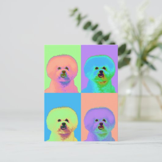 Op Art - Bichon Frise - Cody ポストカード (スタンド正面)