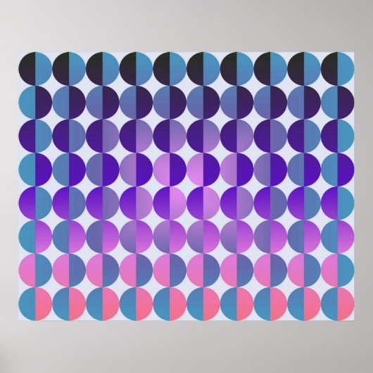 Op Art Big Circles By Half Blue Purple And Magenta ポスター (正面)