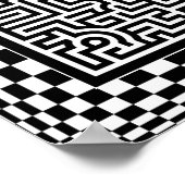Op-Art MazeとチェッカーPoster ポスター (角)