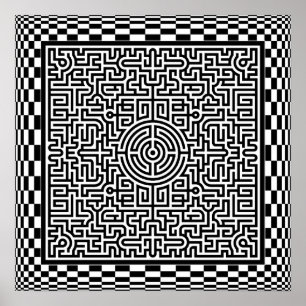 Op-Art MazeとチェッカーPoster ポスター