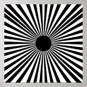 Op Art Sunburst – Black & White Abstract Poster ポスター (正面)