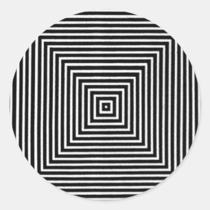 Op Art Visual Black and White Squares ラウンドシール