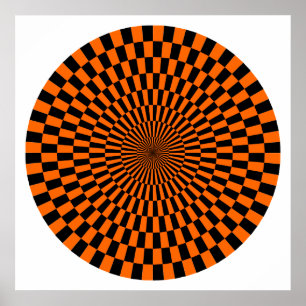 Op Art Wheel – オレンジと黒 ポスター
