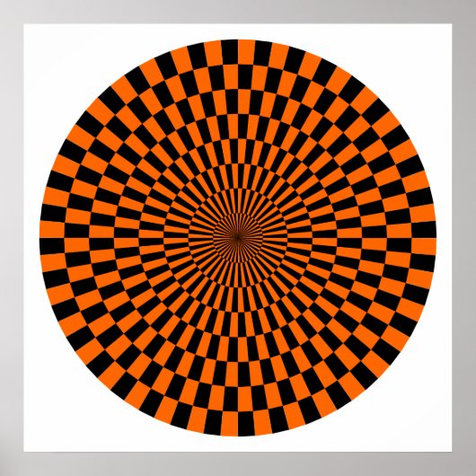 Op Art Wheel – オレンジと黒 ポスター (正面)