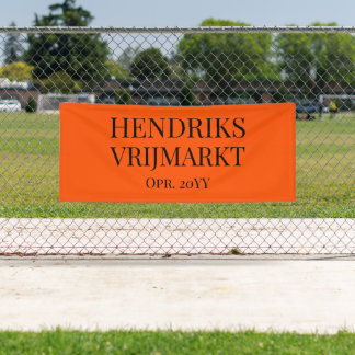Op Maat Oranje Vrijmarkt-banner | Zwarte tekst -  横断幕