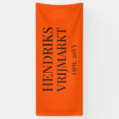 Op Maat Oranje Vrijmarkt-banner | Zwarte tekst -  横断幕 (縦)