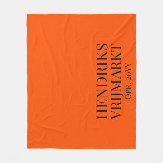 Op Maat Oranje Vrijmarkt-deken | Zwarte tekst -  フリースブランケット
