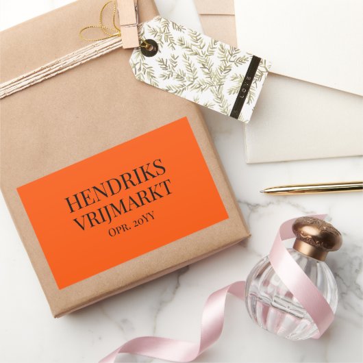 Op Maat Vrijmarkt-sticker | Oranje en Zwarte -  長方形シール (ギフト)