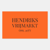 Op Maat Vrijmarkt-sticker | Oranje en Zwarte -  長方形シール (正面)