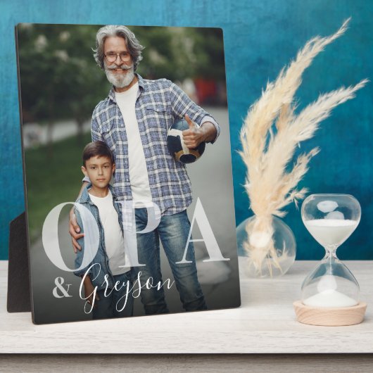 OPAとエレガント孫フォトキープサケのギフト フォトプラーク (側面)