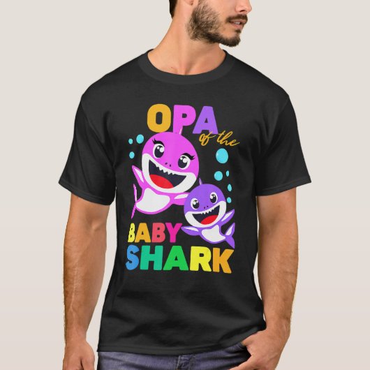 Opaのベビー誕生日サメOpaシャーククリスマス Tシャツ (正面)