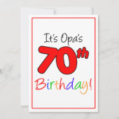 Opaの70thマイルストーンバースデーパーティーお祝い 招待状 (正面)