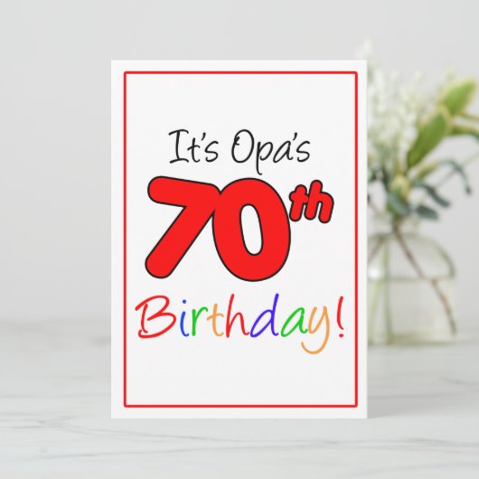 Opaの70thマイルストーンバースデーパーティーお祝い 招待状 (スタンド正面)