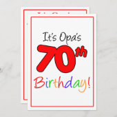 Opaの70thマイルストーンバースデーパーティーお祝い 招待状 (正面/裏面)