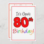 Opaの80thマイルストーンバースデーパーティーお祝い 招待状 (正面/裏面)