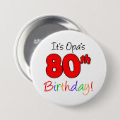 Opaの80th誕生日パーティードイツ・グランパ・ボタン 缶バッジ (正面&裏面)