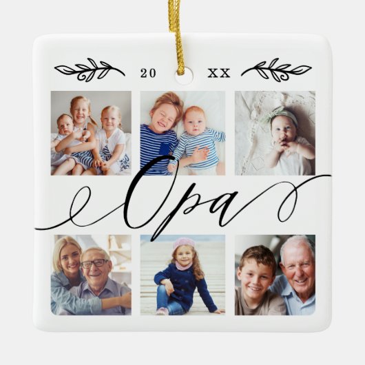 Opaへの贈り物 |孫の写真コラージュ セラミックオーナメント (正面)