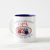 Opa最も最高のな手 ツートーンマグカップ (正面左)