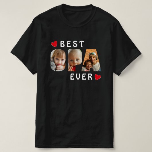 Opa最高の Ever Black 3フォトコラージュカスタム Tシャツ (デザイン正面)