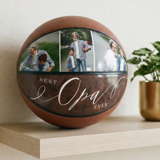 Opa最高の Ever Leather Father's Dayフォトキープサケ バスケットボール