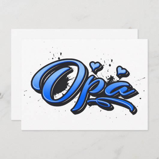Opa blue Heart Graffiti Karte Grußkarte (正面/裏面)