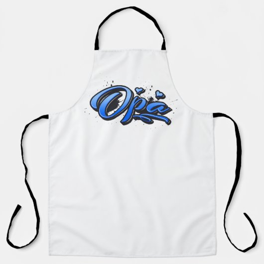 Opa blue Heart Graffiti Schürze Grillschürze エプロン (正面)