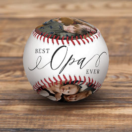 Opa Ever Script Father's Day 4 Photo Collage 野球ボール