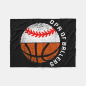 Opa Of Ballers Funny Baseball Basketball Grandpa  フリースブランケット (正面(横))