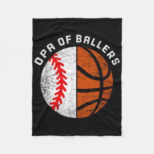 Opa Of Ballers Funny Baseball Basketball Grandpa  フリースブランケット (正面)
