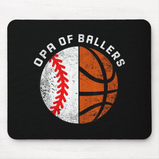 Opa Of Ballers Funny Baseball Basketball Grandpa  マウスパッド (正面)