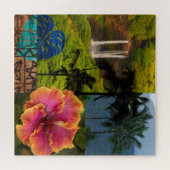 Opaeka'a Falls, Kauai Hawaiian Collage ジグソーパズル (横)