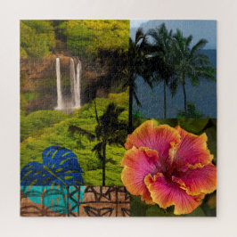 Opaeka'a Falls, Kauai Hawaiian Collage ジグソーパズル
