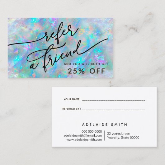 opalテクスインスパイアチャー紹介カード 名刺 (正面/裏面)