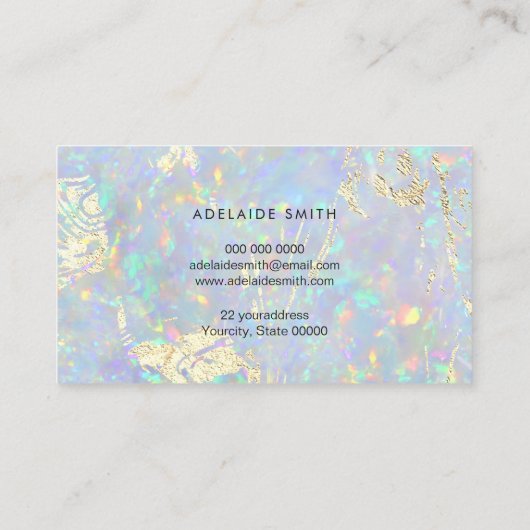 opalテクスチャ上のシミュレートされたグリッター詳細 名刺 (裏面)