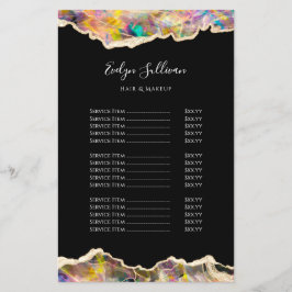 Opalデザインのブラックプライスリストフライヤー チラシ