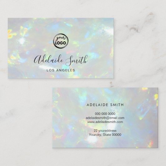 opal写真の背景のロゴ 名刺 (正面/裏面)