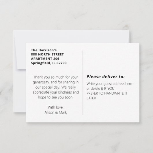 Opal写真エレガントモダンありがとう サンキューカード (裏面)