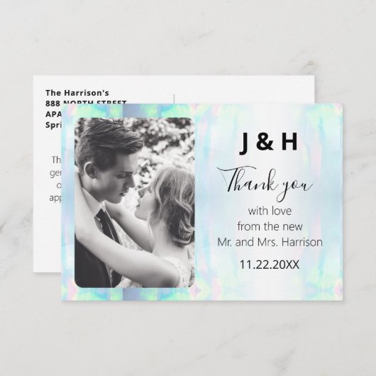 Opal写真エレガントモダンありがとう サンキューカード (正面/裏面)