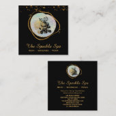 *~* Opal金ゴールドグリッターフレームバラフローラ スクエア名刺 (正面/裏面)