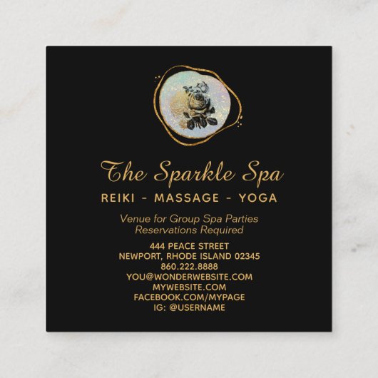 *~* Opal金ゴールドグリッターフレームバラフローラ スクエア名刺 (裏面)