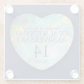 Opal 14th Wedding Anniversary Heart Glass ガラスコースター (裏面)