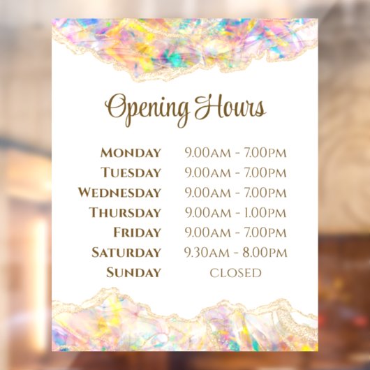Opal Design Opening Hours Window Cling ウィンドウサイン (シート2)