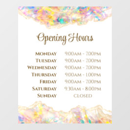 Opal Design Opening Hours Window Cling ウィンドウサイン