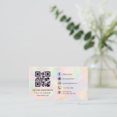 Opal Faux Gold Minimalist QR Code 名刺 (スタンド正面)