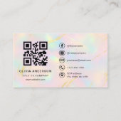 Opal Faux Gold Minimalist QR Code 名刺 (正面)