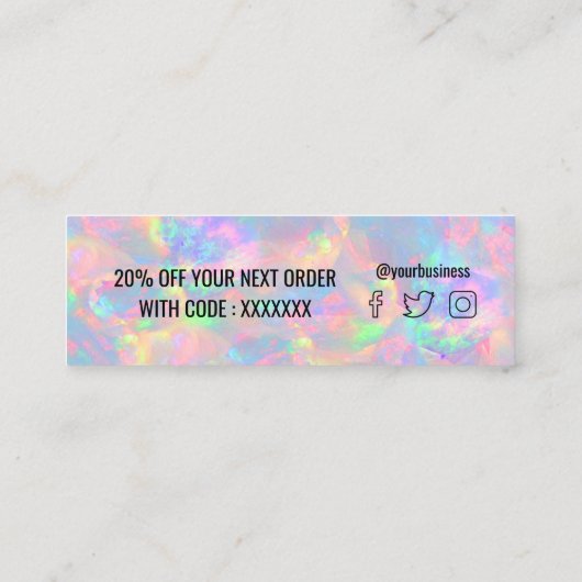 opal gem thank you mini business card スキニー名刺 (裏面)