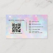 Opal Glitter QR Code Hair Stylist Modern 名刺 (裏面)