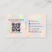 Opal Gold Glitter Hair Stylist Photo QR Code 名刺 (裏面)